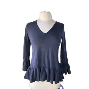 Lilly Pulitzer Adela Ruffle Hem Sweater, S. Navy. Lightweight, preppy
